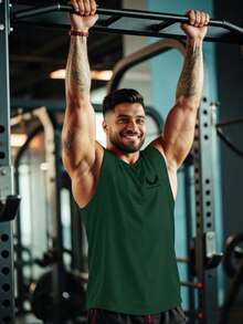 GymBeat 男士运动T恤和背心 - 墨綠色 - 查看 7