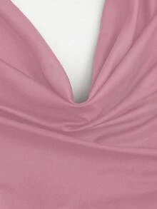 Sweetra 女士复古露背吊带上衣和鱼尾裙两件套 - 藕粉色 - 查看 5