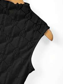 Franclia Áo vest cổ đứng dệt kim co giãn, hơi xuyên thấu, màu trơn, chất liệu jacquard. - màu đen - Xem 6