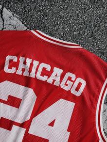 Manfinity EMRG 男士休闲撞色字母印花背心，夏季 - 彩色 - 查看 6