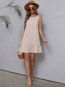 EMERY ROSE Đầm cổ tròn tay ngắn dáng chữ A phối nhiều mảnh - Màu Hồng baby - Xem 3