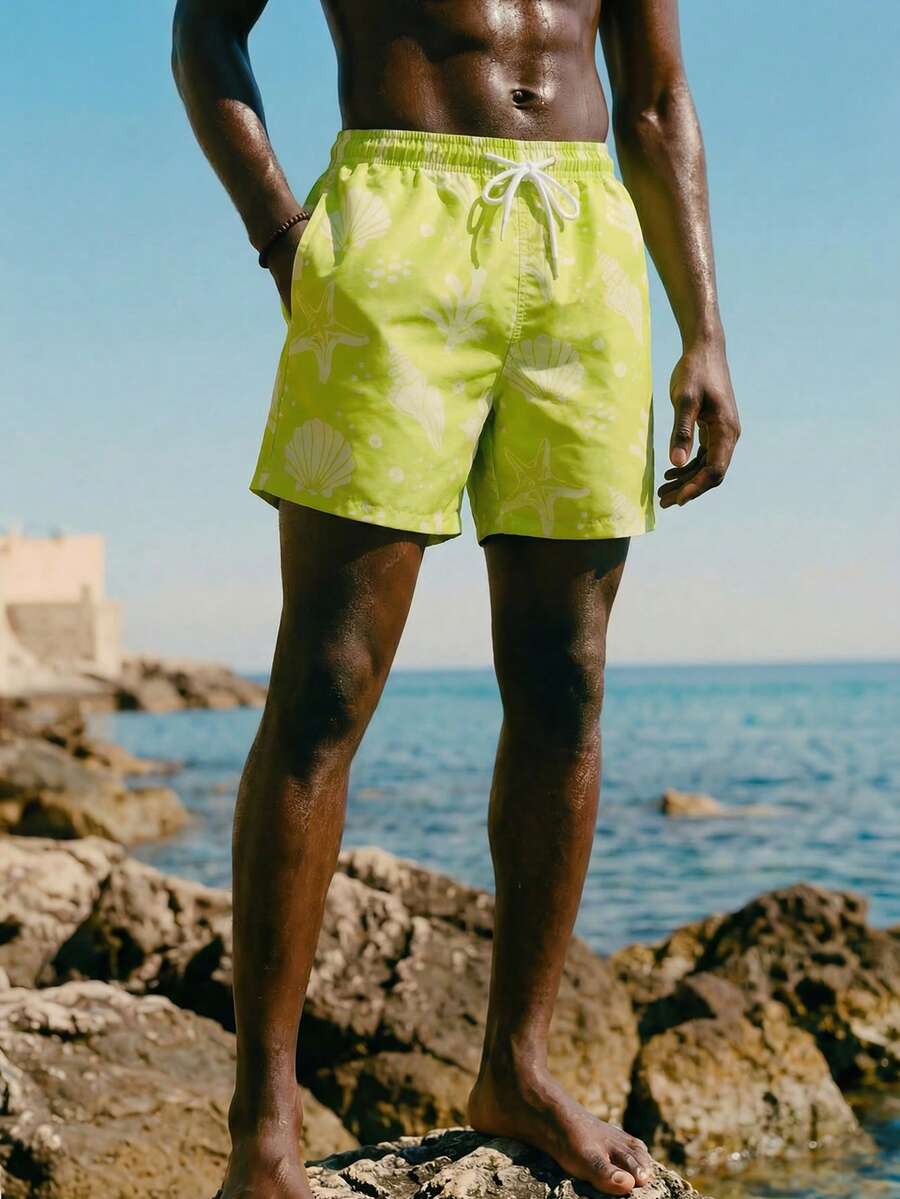 Palasendo Short de plage décontracté pour homme - Vert - Voir 1