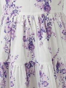 SHEIN Travachic KIDS 女宝宝可爱夏季度假绿色纹理宽松吊带连衣裙 - 彩色 - 查看 7