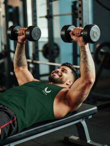 GymBeat 夏季休闲翅膀印花运动背心 - 墨綠色 - 查看 6