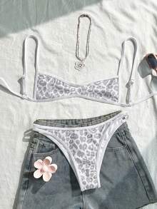 Swim Mod Bộ bikini hai mảnh họa tiết da báo gợi cảm dành cho nữ, bikini mùa hè cho nữ, bộ đồ bơi mùa hè cho nữ, trang phục đi biển cho nữ, trang phục California cho nữ, bộ bikini 2 mảnh họa tiết da báo, đồ bơi nữ, bikini trắng cho nữ - trắng - Xem 1