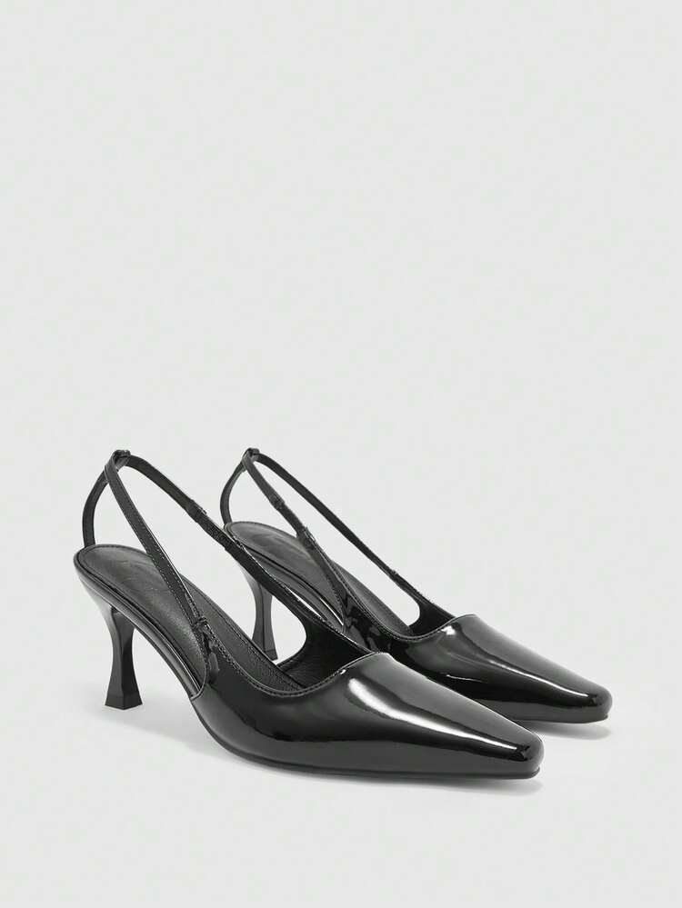 CUCCOO BIZCHIC Women's Pointed Toe Stiletto Heel PU Leather Slip-On Sandals, Fashionable Minimalist Comfortable For Daily, Party, Banquet