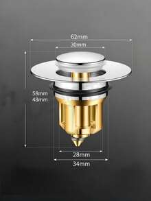 Stainless Steel Pop Up Drain Stopper Universal Sink Basin Plug Odor Proof Push Open Close Mechanism Easy Clean Replacement Bathroom Accessory - Multicolor - View 11