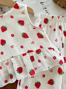LMoss Kids 2 piezas Conjunto de chaleco y pantalones de niña bebé con estampado de cerezas - Multicolor - Ver 6