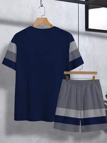 Manfinity Homme Men's Paris Inspired Striped Ombre Casual Crew Neck T-Shirt Set - Multicolor - View 2