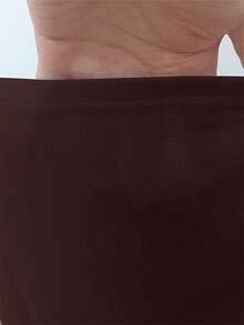 SHEIN EZwear 女士针织高腰喇叭裤 女士办公室穿搭裤 女士高腰阔腿裤 女士高腰喇叭打底裤 阔腿瑜伽裤 - 酒紅色 - 查看 7