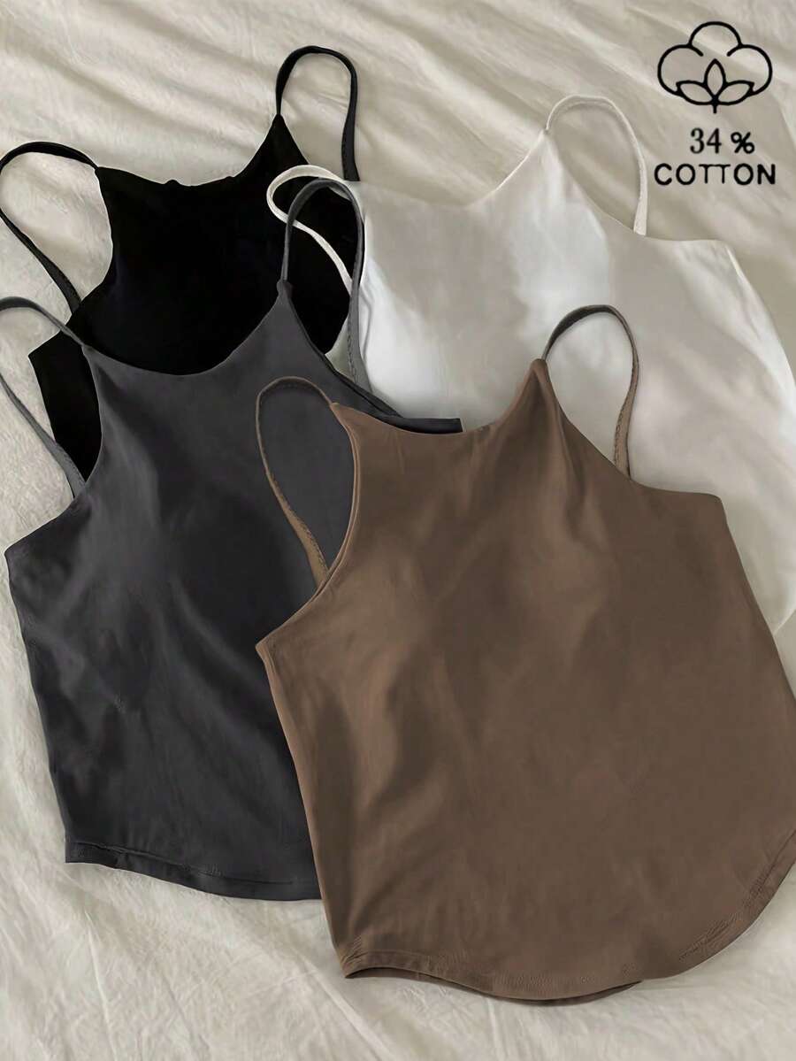 Resyla Camiseta de mujer de unicolor, versátil y casual - Multicolor - Ver 1
