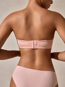 SHEIN 可拆卸透明肩带性感钢圈薄杯文胸 - 粉色 - 查看 2