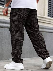 Manfinity Homme Pantalones cargo a cuadros talla grande para hombres - Multicolor - Ver 2