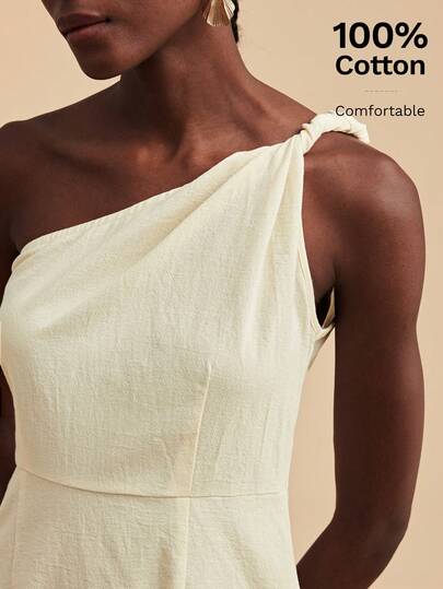 Travachic Women's Vacation Cut-Out  Mini Dress, Vacation Style, , Casual Summer Vacation Outfits Woman, Bohemia Beach Vacation Outfits, Boho Chic, Country Concert Outfit, Holiday Festival Outfits, Beach Outfits For Woman, Summer Outfits For Women, Old Money Style Women, Graduation Outfit, Summer Sun Dress, Birthday Dresses For Women,Bohemian Clothes One Shoulder Summer Dress One Shoulder Tops Shoulder Off Top One Shoulder Blouse Love And Lemonade Dresses Asymmetrical Shoulder, One-Shoulder, Twisted Rope, Cotton And Linen