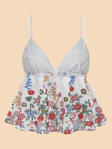 Travachic Vacation Casual Floral Print Backless Camisole - Multicolor - View 2