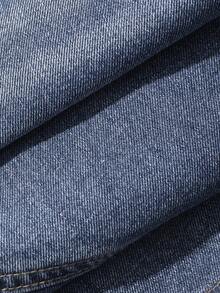 DAZY Quần jeans nữ ống rộng, dáng suông, phối nhiều mảnh vải, chất liệu denim mài, kiểu Hàn Quốc. - Màu xanh lam - Xem 3
