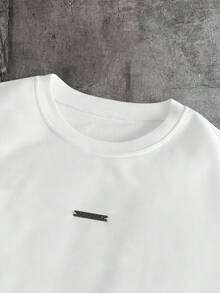 AXEPEAK 男士休闲十字架字母印花水钻T恤，夏季款 - 白色 - 查看 5