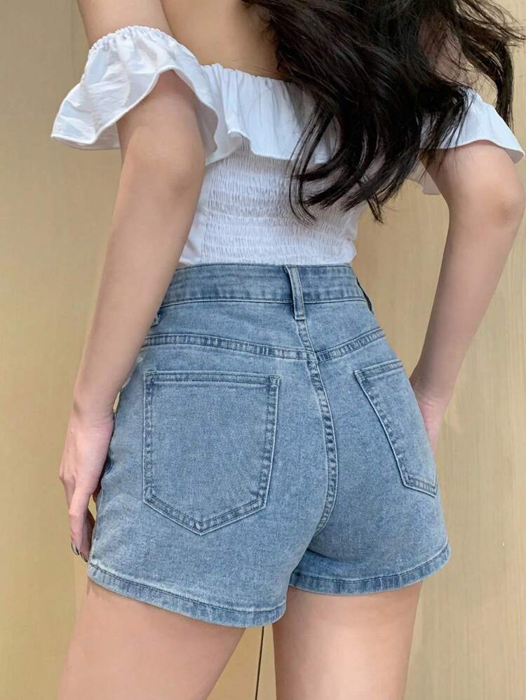 Women's Solid Color Casual Summer Denim Shorts