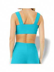 Alo Yoga Bra FAST Sweat Absorption Breathable Lightweight Soft Elastic Easy To Wash Sports Gym Women Coral Blue W9386R - AQUA - lake blue - View 2