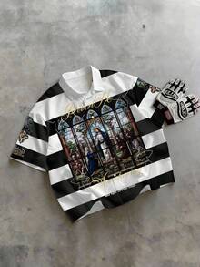 Manfinity EMRG 男士街头时尚印花短袖衬衫 - 彩色 - 查看 2