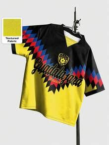 ROMWE MEN Prep 男士撞色字母印花休闲百搭通勤短袖Polo衫 - 彩色 - 查看 1