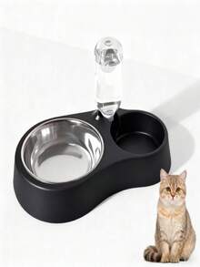 Bát đựng thức ăn và nước uống 2 trong 1 bằng thép không gỉ màu đen IPc, phù hợp cho mèo nhỏ/trung bình, chó, thỏ và các vật nuôi khác. - 500ml - Xem 5