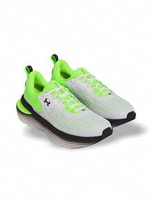 Under Armour HOVR Infinite Pro 2 系列男士运动鞋，吸汗透气，多功能，带Logo，运动跑步日常穿着，轻便，白色/绿色，货号：3028168-101 - 白色/綠色 - 查看 2