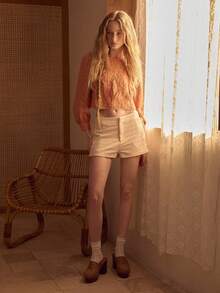 MOTF STUDIO WOMEN'S EMBROIDERY HOLLOW OUT BLOUSE - Orange - View 4