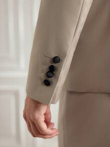 Officeau Bộ vest nam SuitGent 3 món chất lượng cao, màu trơn, thích hợp cho chú rể trong đám cưới, kiểu dáng ôm sát, gồm áo khoác và quần tây, thích hợp cho mùa xuân. - Màu be - Xem 8