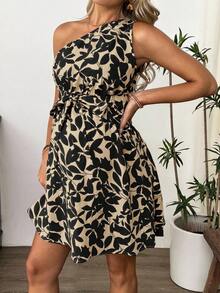 SHEIN Maternity Casual Floral Print Sleeveless Dress - Khaki - View 6