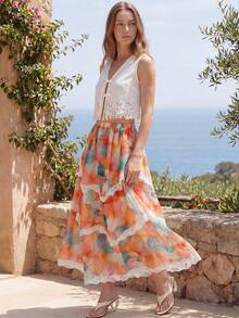 CielaLinda Women's Tie-Dye Lace Casual Versatile Date Night & Outing Skirt - Multicolor - View 4