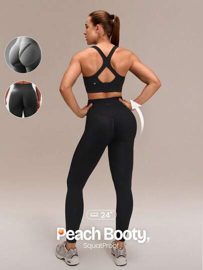 GLOWMODE Quần legging 24 inch siêu mềm mại, không đường may, cạp cao 3 mảnh, không xuyên thấu, nâng mông, thích hợp cho tập luyện cường độ trung bình, chạy bộ, tập gym.