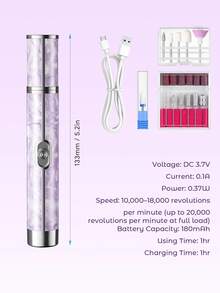 Teckwe 電動指甲磨甲機，便攜式無線指甲锉，附11件磨頭與磨砂帶，可充電專業指甲磨甲機，適用於壓克力指甲、凝膠指甲、美甲足部護理，居家與沙龍使用 - 彩色 - 查看 9