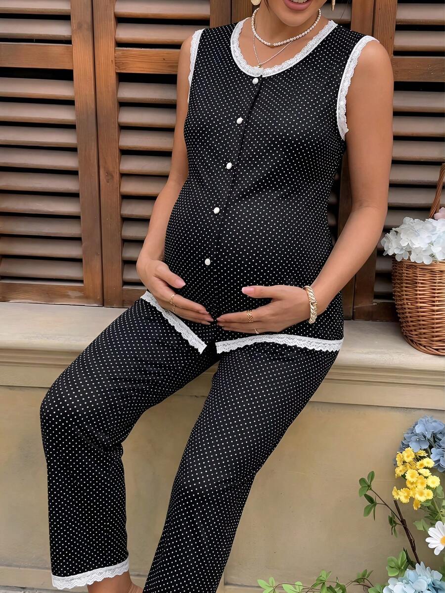 SHEIN 哺乳两件套 - 黑色 - 查看 1