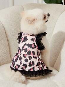PETSIN 1 chiếc váy ren họa tiết da báo ngọt ngào, nữ tính dành cho chó/mèo cưng, nhẹ nhàng, thích hợp cho mùa hè, thời trang và được ưa chuộng ở Châu Âu và Mỹ, phù hợp cho chó và mèo nhỏ. - Nhiều màu - Xem 7