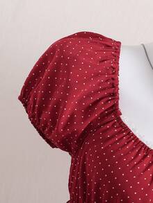 SHEIN Camisa informal de lunares para adolescentes, verano - Rojo - Ver 7