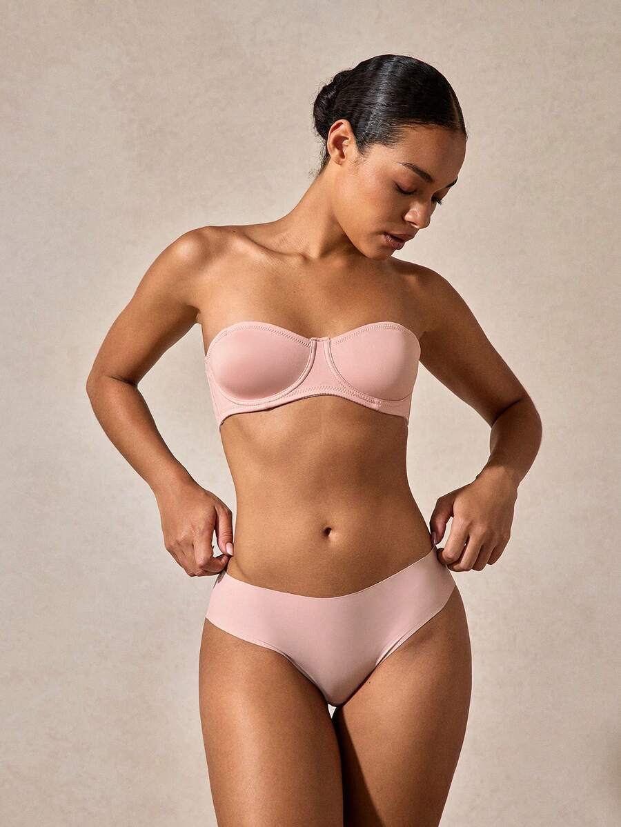 Veilyse Removable Transparent Strap Sexy Underwire Thin Cup Brafor Summerfor Summer - Pink - View 1