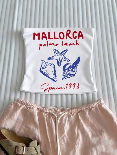 Glimmora Women's Strapless Top / Ocean Print / Beach Vacation Style / Casual Vacation Versatile / Spring/Summer Women's Strapless Tube Top