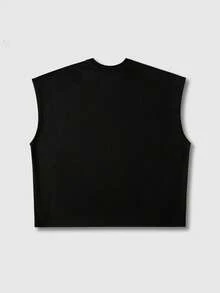 ROMWE MEN Street Life Men's Rivet Decor Eye Print Pattern Loose Fit Tank Top - Black - View 3