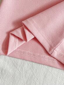 SHEIN Playful Pals 女婴休闲草莓刺绣短袖POLO衫，春夏款 - 粉色 - 查看 5