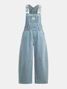 Maija Quần yếm denim kẻ sọc thường ngày dành cho nữ - Màu xanh lam - Xem 1