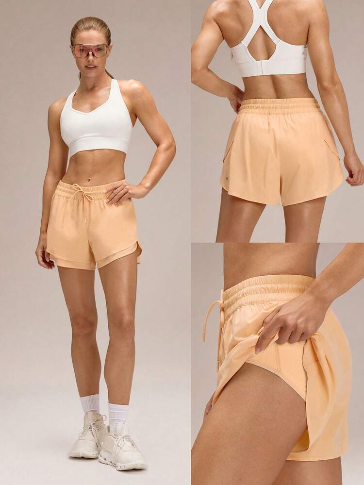 4.5" VitalSwift Lightweight Multi-Layered High-Waist Shorts With Built-In Underwear Adjustable Drawstring Daily Casual Summer Quick Dry Moisture Wicking Anti-Odor