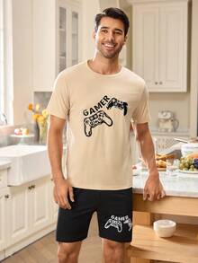 Happy Jammies Video Game Print Men's Round Neck Short Sleeve Top And Shorts Pajama Set - Multicolor - View 3