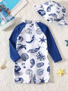 LMoss Kids LMoss   Baby Boys' Long Sleeve Stand Collar Zipper One-Piece Swimsuit - Multicolor - View 2