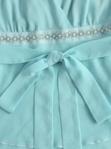 Glimmora 女士夏季新款复古纯色V领系腰时尚百搭露背吊带衫 - 薄荷綠 - 查看 4