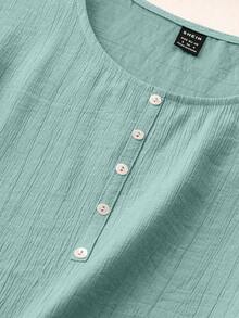 EMERY ROSE Camiseta sin mangas de unicolor con decoración de botones, para uso casual, diario, viajes y vacaciones, de estilo minimalista, para verano - Azul - Ver 3