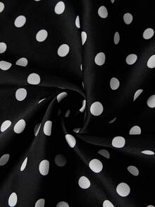 SHEIN Tall CURVE Chân váy chữ A cỡ lớn, thanh lịch, in chấm bi, phù hợp cho việc đi làm. - màu đen - Xem 3