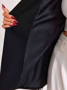 EURMUSE Women, Spring, Summer, Jacket, Belted, Comfortable, Elegant Chic, Blazer Dress For Women Tuxedo Dress Women Suit Dress Blazer Skirt Set Women's Suit Set Blazer With Belt Women Women's Blazers Women's Suit Set - Black - View 7