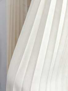 Pariaura 女士夏季法式优雅设计圆领披肩领金属扣腰带束腰休闲褶裥连体裤杏色 - 杏色 - 查看 5