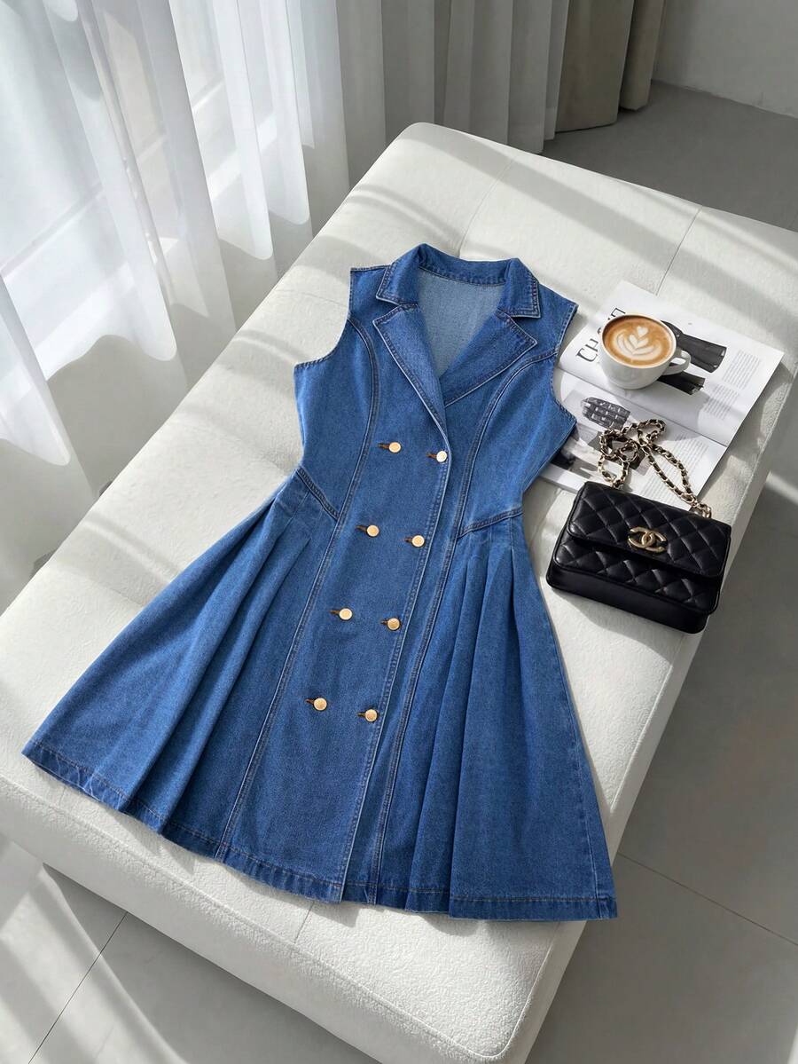 GlowEve Vestido de mezclilla sin mangas para mujer, verano - Azul lavado medio - Ver 1